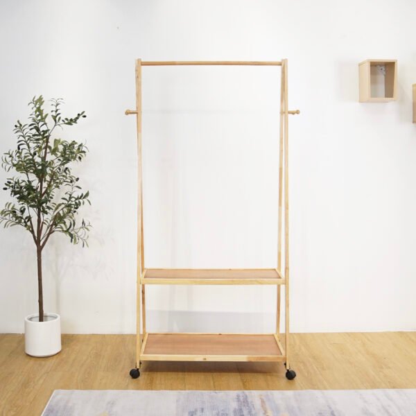 Solid Wood A-Shaped Garment Rack-White+Natural