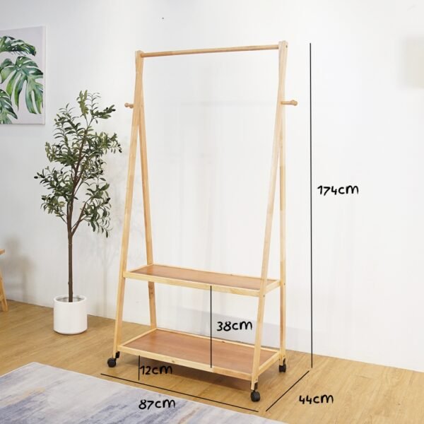 Solid Wood A-Shaped Garment Rack-White+Natural