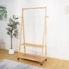 Solid Wood A-Shaped Garment Rack-White+Natural