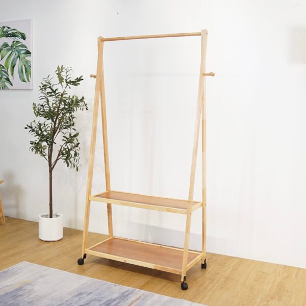 Solid Wood A-Shaped Garment Rack-White+Natural