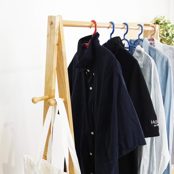 Solid Wood A-Shaped Garment Rack-White+Natural