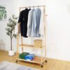 Solid Wood A-Shaped Garment Rack-White+Natural