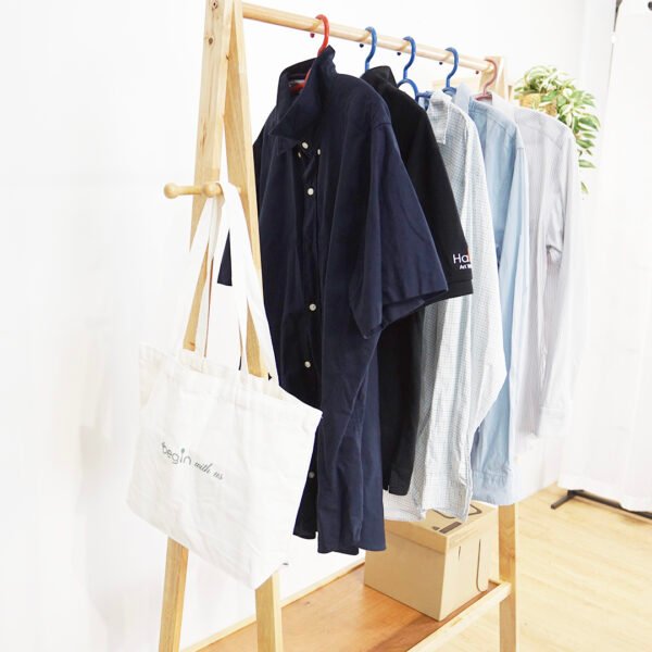 Solid Wood A-Shaped Garment Rack-White+Natural