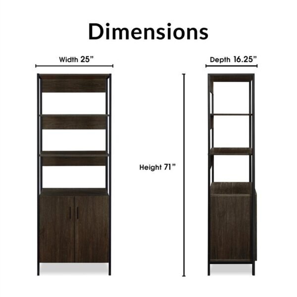 Metal Frame Cabinet Bookshelf-Dark Wenge