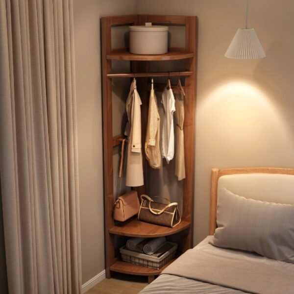 Wooden Corner Garment Rack-Walnut