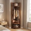 Wooden Corner Garment Rack-Walnut