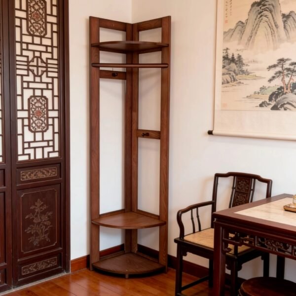 Wooden Corner Garment Rack-Walnut