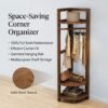 Wooden Corner Garment Rack-Walnut