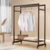 120cm Solid Wood Garment Rack-Cappuccino
