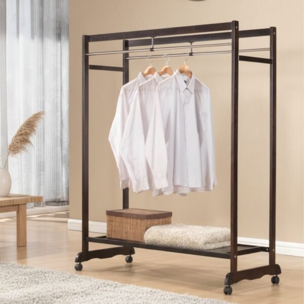 120cm Solid Wood Garment Rack-Cappuccino