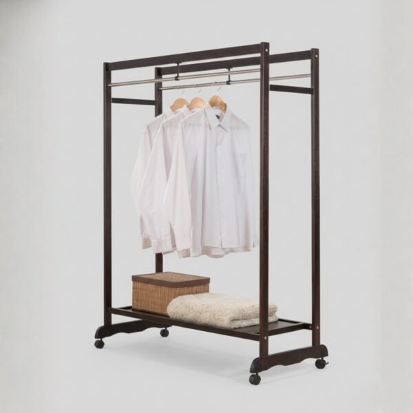 120cm Solid Wood Garment Rack-Cappuccino