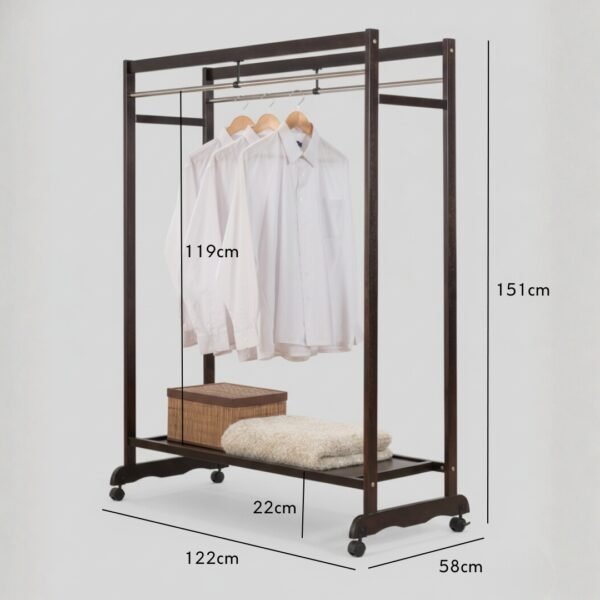 120cm Solid Wood Garment Rack-Cappuccino