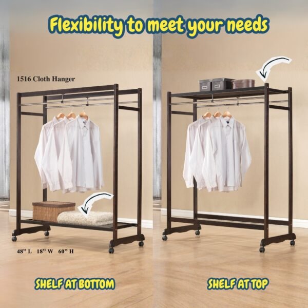 120cm Solid Wood Garment Rack-Cappuccino