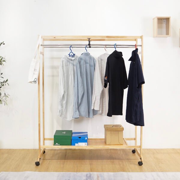 120cm Solid Wood Garment Rack-Natural