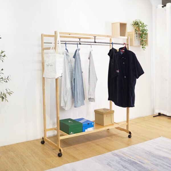 120cm Solid Wood Garment Rack-Natural