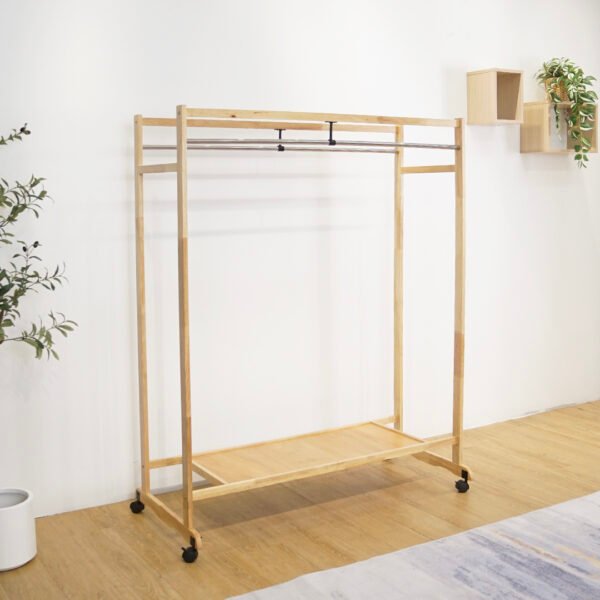 120cm Solid Wood Garment Rack-Natural