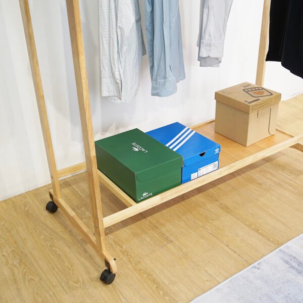 120cm Solid Wood Garment Rack-Natural