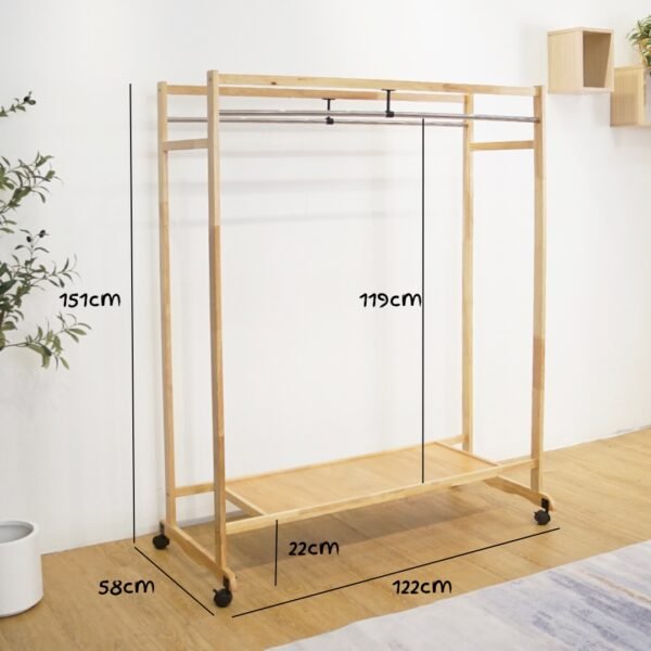120cm Solid Wood Garment Rack-Natural