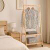 Solid Wood A-Shaped Garment Rack-White+Natural