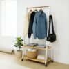 Solid Wood A-Shaped Garment Rack-White+Natural