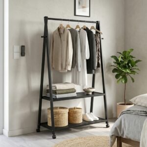 Wooden A-Shaped Garment Rack-Cappuccino