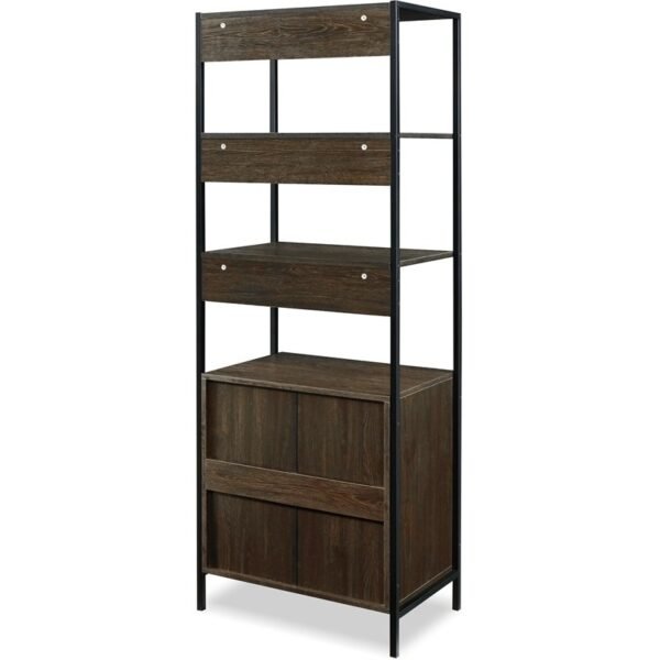 Metal Frame Cabinet Bookshelf-Dark Wenge