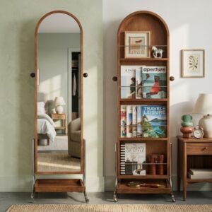 Portable Wooden Standing Mirror-Walnut