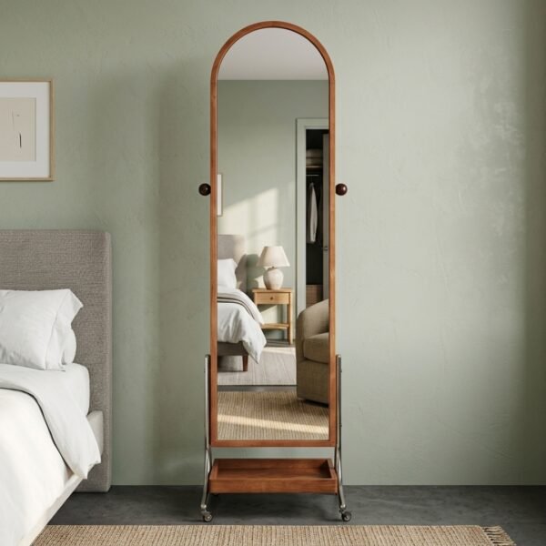 Portable Wooden Standing Mirror-Walnut