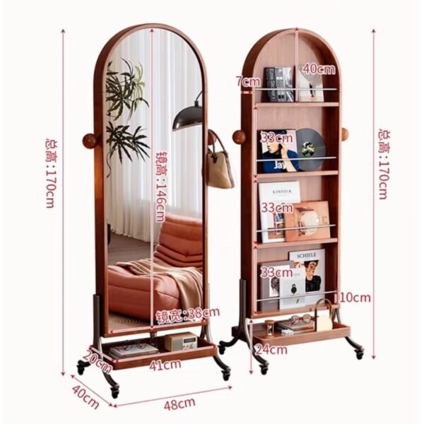 Portable Wooden Standing Mirror-Walnut