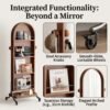 Portable Wooden Standing Mirror-Walnut
