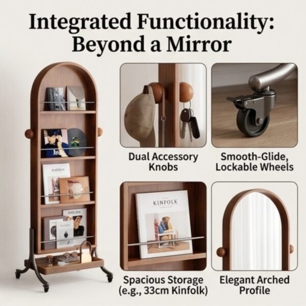 Portable Wooden Standing Mirror-Walnut
