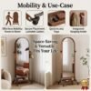 Portable Wooden Standing Mirror-Walnut
