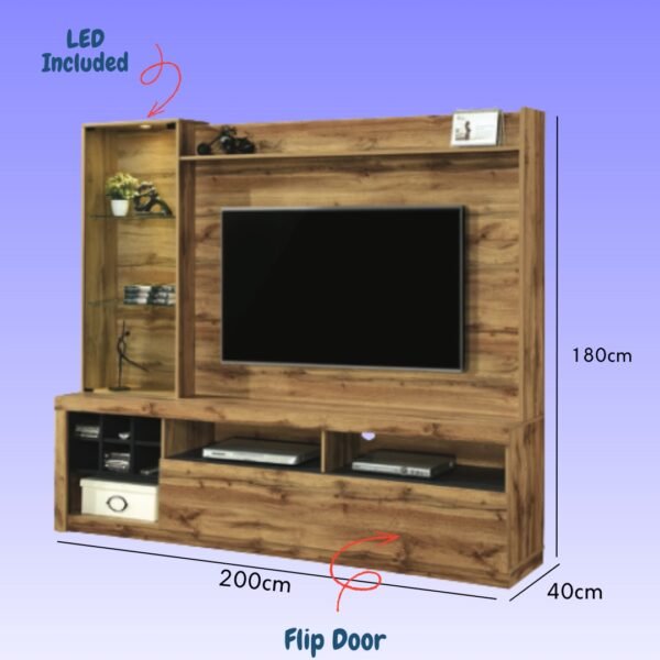 200cm TV Wall Unit-Wotan Oak