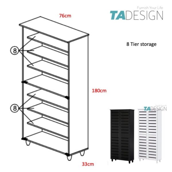 BELLA-4-door-high-shoe-cabinet-internal.jpg 4 Door High Wooden Shoe Cabinet-Black