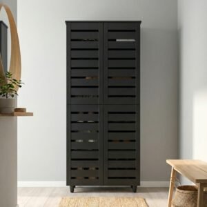 BELLA-4D-BLACK-26-MAIN.jpg 4 Door High Wooden Shoe Cabinet-Black