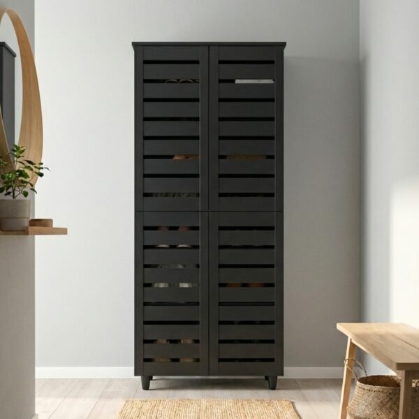 BELLA-4D-BLACK-26-MAIN.jpg 4 Door High Wooden Shoe Cabinet-Black
