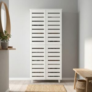 BELLA-4D-WHITE-26-MAIN.jpg 4 Door High Wooden Shoe Cabinet-White