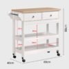 Kitchen Cart Trolley-White