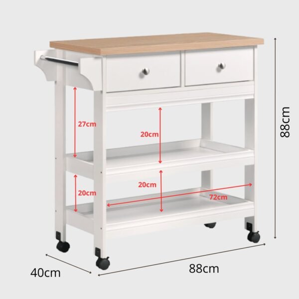 Kitchen Cart Trolley-White