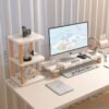 Shaped Monitor Riser & Storage Rack-White