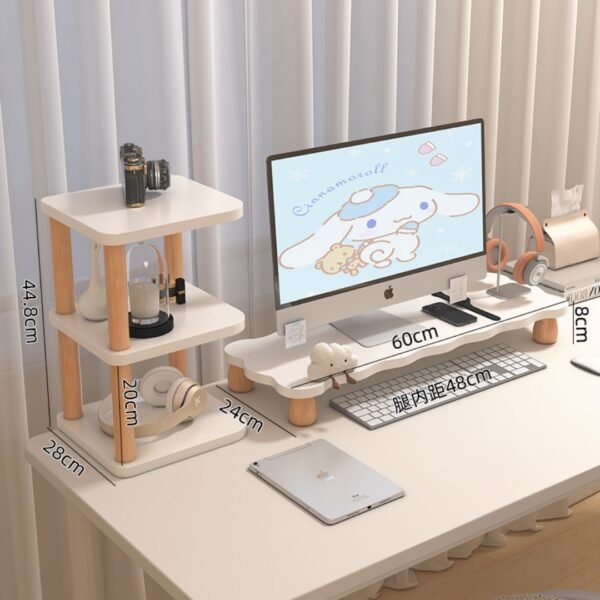 Shaped Monitor Riser & Storage Rack-White