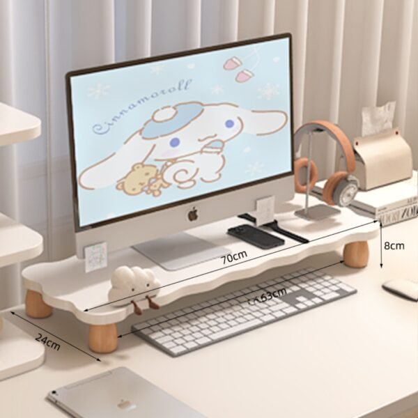 Shaped Monitor Riser & Storage Rack-White