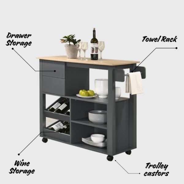 Kitchen Cart Trolley-Grey