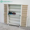 4 Door Shoe Cabinet-Oak+White