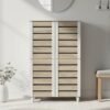 4 Door Shoe Cabinet-Oak+White