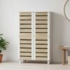 4 Door Shoe Cabinet-Oak+White