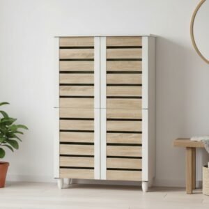 ENYA-4D-OAK-MAIN-2.jpg 4 Door Shoe Cabinet-Oak+White