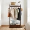 GESSO-RACK-1.jpg Wooden Garment Rack With 1 Drawer-Walnut