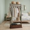 GESSO-RACK-2.jpg Wooden Garment Rack With 1 Drawer-Walnut