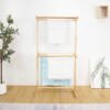 Solid Wood 2 Tier High Towel Rack-Natural